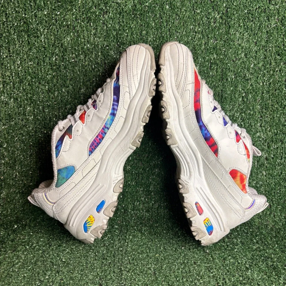 Skechers D'Lites Summer Fiesta‎ Tie Dye Chunky Air Cooled Sneaker White Womens 8